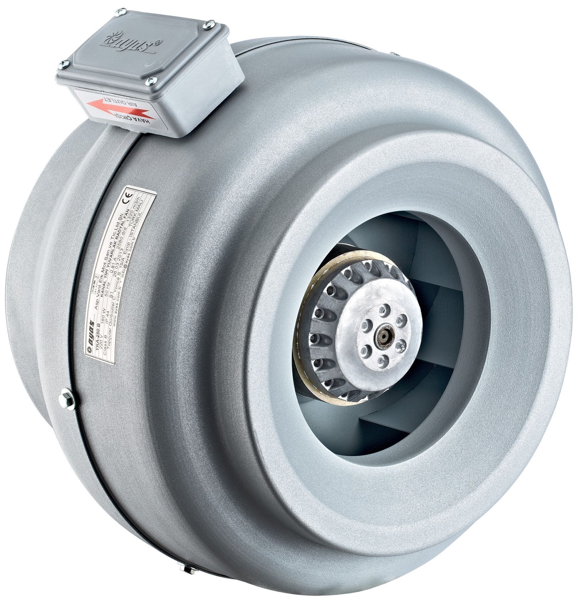 Ayas YKA-200B-2K-M YUVARLAK KANAL TİPİ RADYAL FAN